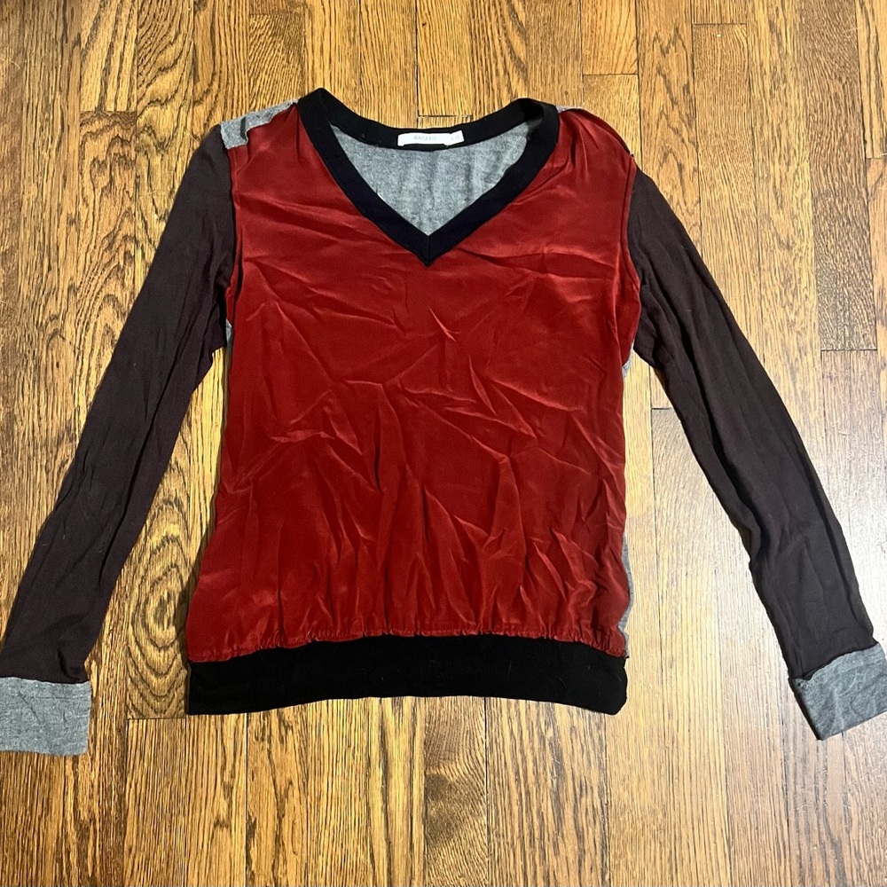 Bailey 44 Red and Black V-Neck Blouse